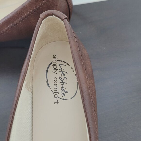 NEW LifeStride Groovy Womens Size 6.5W Wedge Pump Tan  ~ 6PT - Picture 5 of 8